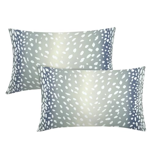 Antelope Lumbar Pillow Covers 12X20 Inch Blue Gray Faux Fawn Deer Animal Print Decorative Pillow Cases Modern Neutral Cotton Linen Throw Pillows Set of 2 Home Decor For Sofa Porch Couch Outdoor - color: Blue Gray, size: 20" x 12" (Pack of 2)