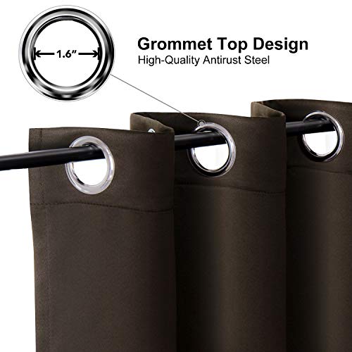 ChrisDowa Blackout Curtains for Bedroom and Living Room 40 Inches Long | 2 Panels Set, Thermal Insulated, Light Blocking, Room Darkening, Grommet, Window Treatment Drapes, Brown, 29 x 40 Inch - color: Brown, size: 29"W x 40"L (Pack of 2)
