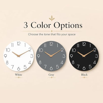 cicininc 10 Inch Battery Operated Wall Clock, Silent Analog, Gray | Living Room | Kitchen | Office | Bathroom | Modern Style | Easy-to-read Numbers - color: A_gray, size: 10"