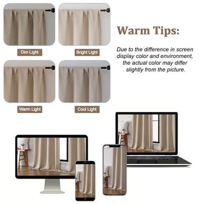 Biscotti Beige Curtains for Bedroom 54 Inch Length 2 Panels, Room Darkening Living Room Curtains, Rod Pocket Thermal Insulated Window Treatments, Each Panel 40" W x 54" L - color: Biscotti Beige, size: 40"W x 54"L (Pack of 2)