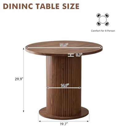 31.5" Round Dining Table for 2, Modern Small Pedestal Kitchen Table, Space Saving, for Apartment Dining Living Room - color: Mini Brown 31.5