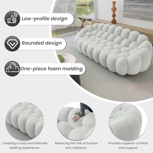 Modular Sectional Sofa,Bubble Couch Set,1 Seater+ Ottoman,Modern Upholstered Bean Bag Sofa Couch Mesh Fabric Lazy Floor Chair Living Roon Sets (Gray) - color: Light Grey, size: 48"+42"