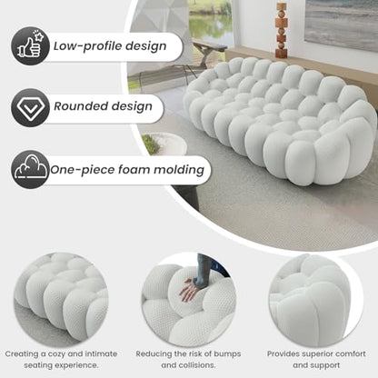 Modular Sectional Sofa,Bubble Couch Set,1 Seater+ Ottoman,Modern Upholstered Bean Bag Sofa Couch Mesh Fabric Lazy Floor Chair Living Roon Sets (Gray) - color: Light Grey, size: 48"+42"