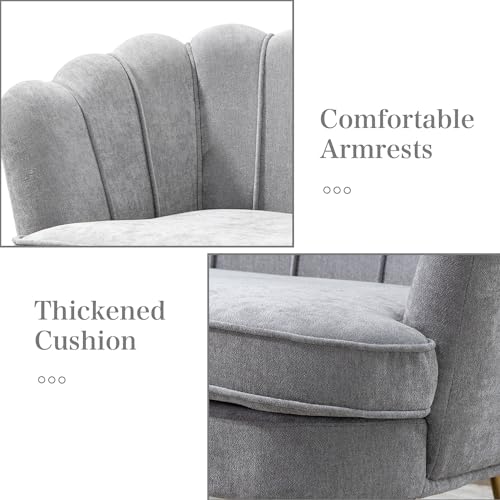 Chifee & Vingol Upholstered Small Loveseat for Small Space with Golden Legs,Light Grey - color: Chenille-light Grey