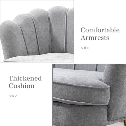 Chifee & Vingol Upholstered Small Loveseat for Small Space with Golden Legs,Light Grey - color: Chenille-light Grey