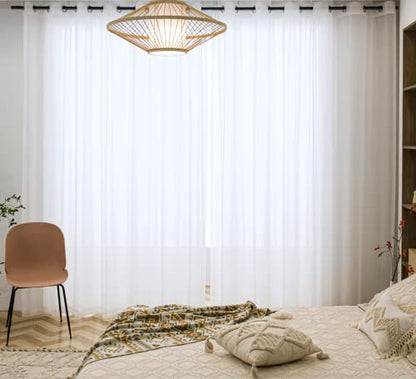 PI Transparent Sheer Curtains with Ring Top for Living Room/Bedroom 2 Panels (W52 X L145, Optical White) - color: Optical White, size: 52"W x 145"L (Pack of 2)
