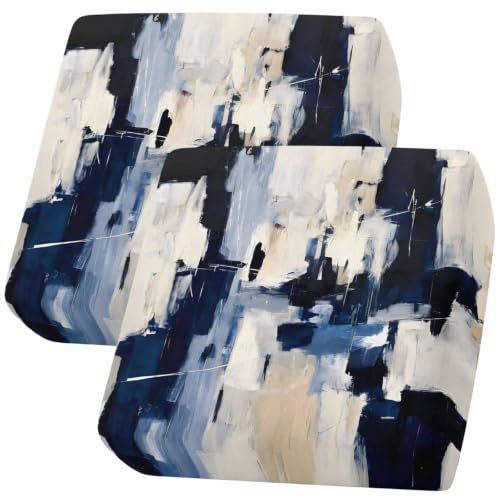 Couch Cushion Covers Abstract Textural Layers Non Slip Sofa Cushion Covers Minimalist Navy Cream Color Block Washable Stretch Seat Covers for Couch Furniture Decor S-2pcs - size: S-2pcs