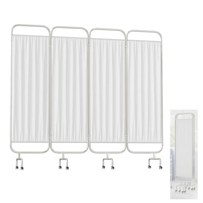 4-Panel Medical Privacy Screen on Wheels, 79"x71" Medical Screen | Portable Medical Privacy Screen Indoor Room Privacy Screen Divider, Stainless Steel Contruction, Folds Easy for Storage - size: 4-Panel