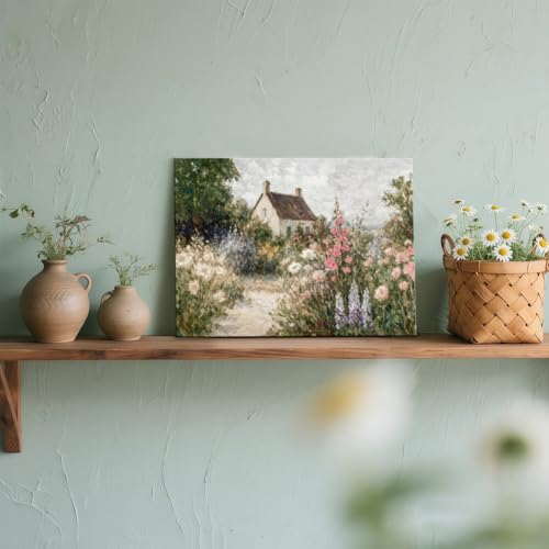 Vintage French Country Wall Art Modern Farmhouse Wall Decor Country Cottage Wall Decor Vintage Country Wall Canvas for Living Room Bedroom Bathroom 12x16 Inch Ready to Hang - color: Country Garden, size: 16"L x 12"W