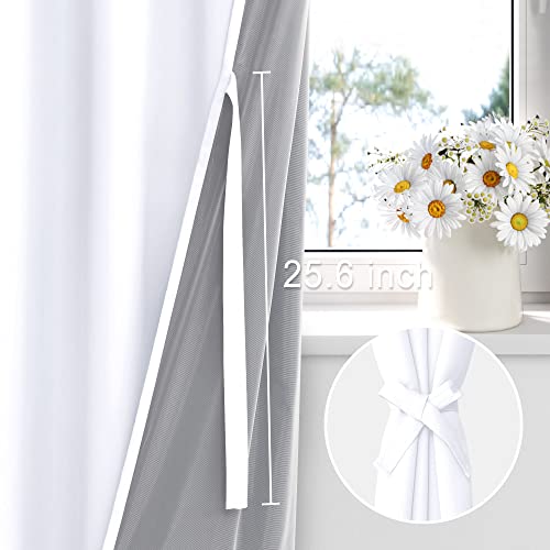 XWZO 100% Blackout Curtains 2 Panels with Tiebacks- Heat and Full Light Blocking Window Treatment with Black Liner for Bedroom/Nursery, Grommet Top, White, W52 x L84 Inches Long, Set of 2 - color: White, size: 52"W x 84"L (Pack of 2)