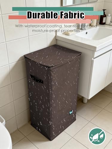 WTREE Laundry Hamper with Lid, Reinforced Sturdy Clothes Hamper with Anti-Puncture Base, Large Collapsible Laundry Basket with Removable Liner Bag, Tall Dirty Clothes Bin for Family, 100L Chocolate - color: Chocolate