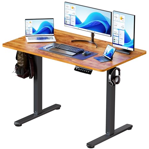 BIZUM 40x24 Inch Electric Standing Desk with Memory Presets, Quiet Motor Height Adjustable Stand Up Desk for Home Office & Gaming, Ergonomic Sit Stand Workstation，Light Rustic Brown - color: Light Rustic Brown, size: 39.4*23.6 Inch