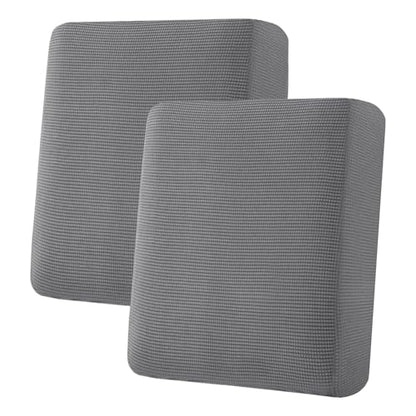 H.VERSAILTEX Super Stretch Individual Seat Cushion Covers Sofa Couch Slipcover Sets Thick Jacquard Textured Twill Fabric (2 Piece Medium Covers, Grey) - color: Grey, size: 2 Cushion Loveseat