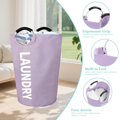 WOOHA 2 Pack 125L XX-Large Laundry Basket, Heavy Duty Laundry Hamper with Padded Aluminum Handles, 600D Oxford Fabric Storage Bag for Comforters, Pillows, Dorm & Bedroom, Black+Purple - color: Black+Purple, size: 125L-XXXL