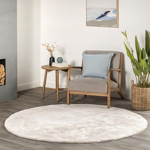 nuLOOM Loni Off White Solid Washable Area Rug, 4' Round - color: Off White, size: 4' (Round)