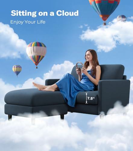 Welzona Loveseat Sofa with Ottoman, 51" Small L Shaped Teddy Couch Sofa | Comfy Teddy Fabric, Tool-free Setup, Washable Covers, All-wood Couch Sets for Living Room, Bedroom, Small Spaces, Blue Grey - color: Blue Grey, size: loveseat & ottoman