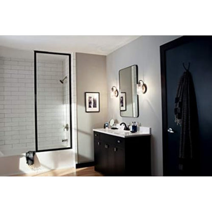 Kichler Braelyn 9.5" Wall Sconce in Olde Bronze®, 1-Light Industrial Wall Mount with Clear Seeded Glass, (9.5" H x 5" W), 45457OZ | Clear seeded glass delivers textured illumination in bathrooms, hallways, bedrooms and living spaces, 45457OZ - color: Old