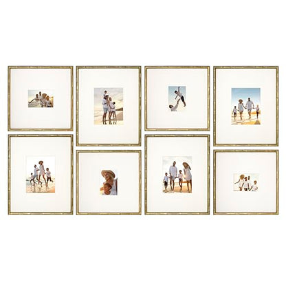 Arcadia Gallery Wall Frame Set, 16x20 and 16x16 Inch Matted Frames, 8 Piece, Antique Gold - color: Gold