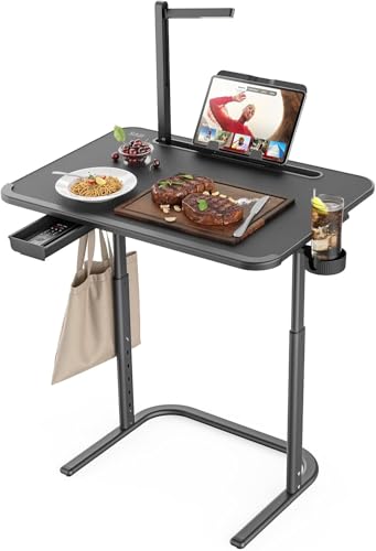 SAIJI XXL Extra Large Sturdy TV Tray Table, Laptop Desk for Couch | Height & Tilt Adjustable Heavy Duty TV Trays for Eating, Working, Writing,Drawing, Recliner Table Couch Desk with LED Light - size: 25.6" x 17.7"