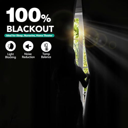 Deconovo Total Blackout Velvet Curtains 108 Inch for Bedroom & Living Room, Thermal Insulated Light Blocking Drapes with Hidden Tabs & Back Loops, Tiebacks Included, 50 x 108 Inch, Grey, 2 Panels - color: Velvet Total Blackout - Grey, size: 50"W x 108"L (