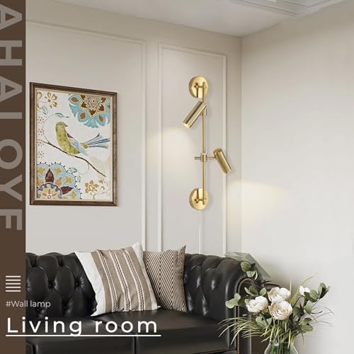 Modern Gold 2-Light Plug in LED Wall Sconce Light, 1 Pack | Vanity Wall Light 3000K Warm White Rotatable Shade Picture Light Wall Lamp for BLdroom, Living Room,Bulb Included - color: A-Gold