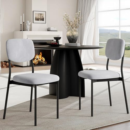 Einhomn Upholstered Dining Chairs Set, Modern Stackable Dining Room Chairs with Soft Velvet Backrest, Kitchen Chairs with Sturdy Metal Legs for Living Room, Restaurant, Set of 2,Light Grey - color: Light Grey