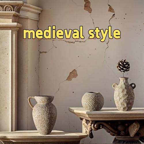Medieval Minimalist Romantic Style Vase Set of 3，Ceramic Flower Vases Decor for Home Table Shelf Living Room Bed Room Kitchen Office Gift-Beige
