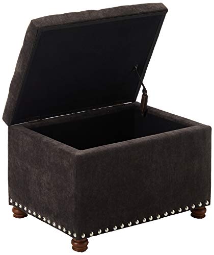 Adeco High End Dark Classy Tufted, Accents Rectangular Storage Bench Footstool, Dim Brown ttomans & Storage Ottomans Royal Olive Grey - color: Royal Olive Grey