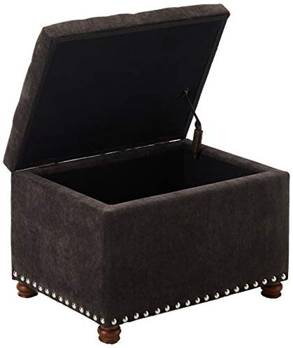 Adeco High End Dark Classy Tufted, Accents Rectangular Storage Bench Footstool, Dim Brown ttomans & Storage Ottomans Royal Olive Grey - color: Royal Olive Grey