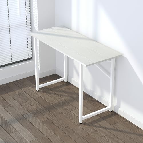 Lutown-Teen Folding Desk 47 inch No Assembly Required, White | Home Office Table for Small Spaces, Writing Gaming Computer Camping Desk - color: White, size: 47 Inch