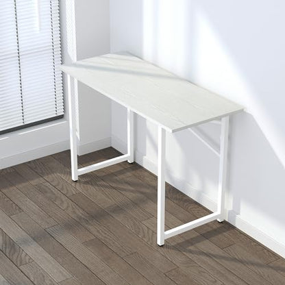 Lutown-Teen Folding Desk 47 inch No Assembly Required, White | Home Office Table for Small Spaces, Writing Gaming Computer Camping Desk - color: White, size: 47 Inch