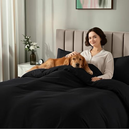 Utopia Bedding Duvet Cover King with Fitted Sheet (78x80) - 2 Pillow Case King - All Season Luxury Bed in a Bag with Zippered Duvet Cover - No Comforter (Black) - color: Black, size: King - Duvet Cover with Fitted Sheet