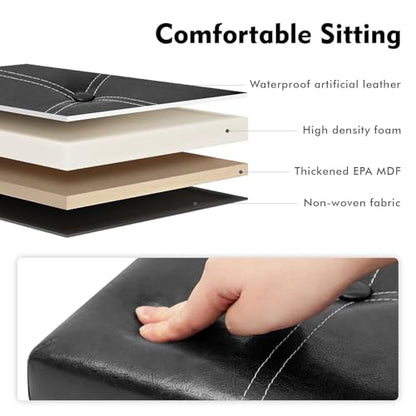 B FSOBEIIALEO Storage Ottoman with Faux Leather Foldable Small Square Foot Rest Coffee Table Black 11.8"X 11.8" X 11.8" - color: Black 11.8"x11.8"x11.8"