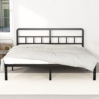 DiaOutro Metal Platform King Bed Frame with Headboard, 14 Inch, Black | Heavy Duty Bed For Kids Adults, Steel Slat Supports No Box Spring Needed, Easy Assembly, Noise Free - size: King, style: 14 Inch