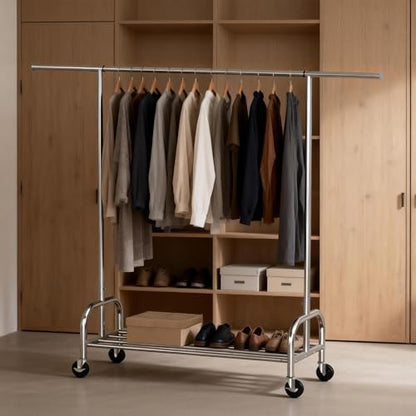 Heavy Duty Rolling Garment Rack with Wheels, 550LBS Clothing Rack | Sturdy Metal Frame, Spacious Hanging Storage, Clothing Organizer for Bedroom, Closet, Laundry Room & Home Organization