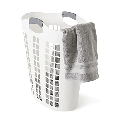 Gracious Living 4 Pack Easy Carry Flex Hamper, Large 87.5L Laundry Basket | Lightweight Plastic Ventilated Clothes Bin with Handles, White - size: 4 Pack
