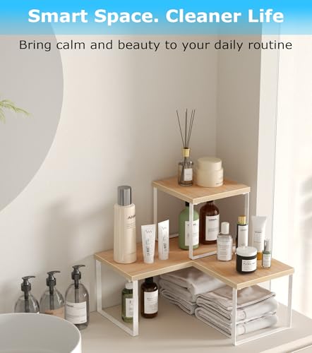 Aothia Wood Desktop Shelf for Top of Desk - 2-Tier Adjustable Bookshelf Organizer, Freestanding Stackable Shelves for Office, Home, Kitchen Counter (Oak) - color: Oak