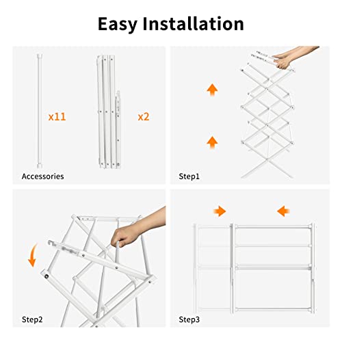 Foldable Drying Rack Clothing,Clothes Drying Rack Folding Indoor and Outdoor Rack,Laundry Drying Rack Collapsible-White… - color: White