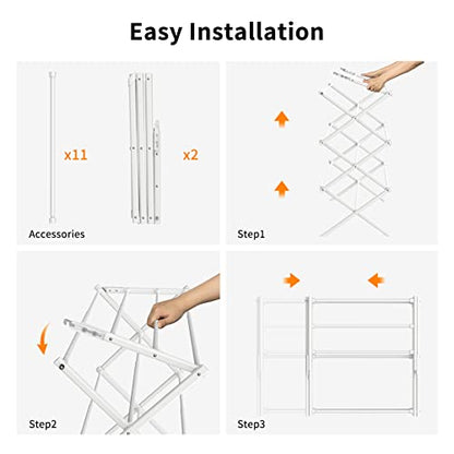 Foldable Drying Rack Clothing,Clothes Drying Rack Folding Indoor and Outdoor Rack,Laundry Drying Rack Collapsible-White… - color: White