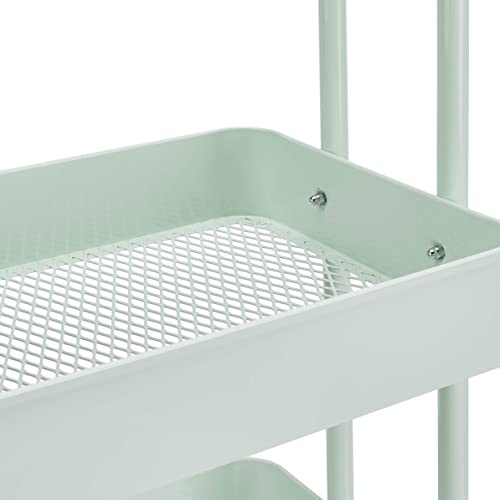 Amazon Basics 3-Tier Metal Rolling Utility Cart, Storage Organizer, Multi-Functional Kitchen Island Cart, Portable Shelving Unit with Caster Wheels, Mint Green - color: Mint Green