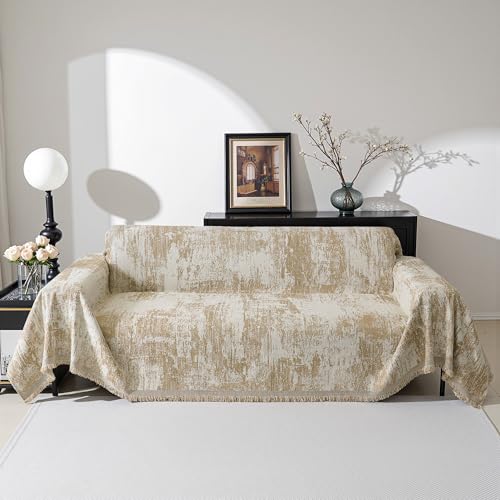 Couch Cover for Dogs Washable Small Sofa Cover for Love seat Sofa with Pets Friendly, Chenille Khaki Abstract Geometric Jacquard Sofa Covers Soft Durable Modern Sofa Slipcovers, 71" X102" - color: U-khaki Abstract, size: 71"x 102"