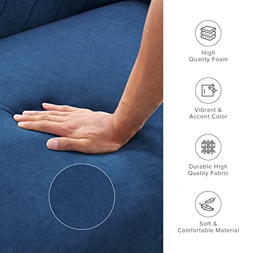 mopio 76.4" Futon Sofa Bed Chevron Styled, Sleeper Couch (Classic Blue Velvet) - color: Classic Blue Velvet