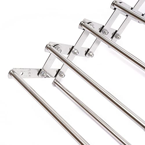 32in Wall Mounted Laundry Drying Rack 88lbs Capacity Foldable Wall Mount Laundry Rack Folding Indoor Clothes Hanger Rack, Retractable Clothes Rack 7 Rods White