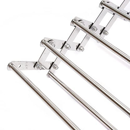 32in Wall Mounted Laundry Drying Rack 88lbs Capacity Foldable Wall Mount Laundry Rack Folding Indoor Clothes Hanger Rack, Retractable Clothes Rack 7 Rods White