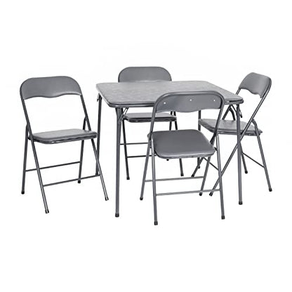 EMMA + OLIVER Gray Square Folding Card Table and Chairs Set for 4 Players | Lightweight, Easy Storage, Padded Top - color: Grey