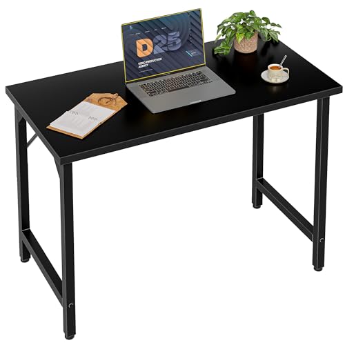 Grandder 32 inch Computer Desk, Small Home Office Desk Study Writing Kid Table for Small Spaces, Simple PC Gaming Desk, Adjustable Feet, Black - color: Black, size: 32 Inch