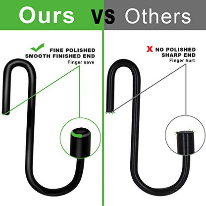 ESFUN 30 Pack 2.4 inches S Hooks for Hanging on Wire Shelves, Black S Shaped Hanging Hooks Hangers Pan Holder Pot Wire Rack Hooks for Kitchenware Spoons Pans Pots Utensils Jeans Bags Towels Plants, - size: 2.4 inch