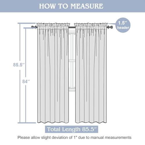 Gwine Black Curtains 84 Inches Long 2 Panels Set, Light Filtering Soft Lightweight Sheer Curtains, Leaf Clip Jacquard Textured Curtain for Bedroom Living Room, 42Wx84L Inches, 2PCS - color: Black, size: 42"W x 84"L (Pack of 2)