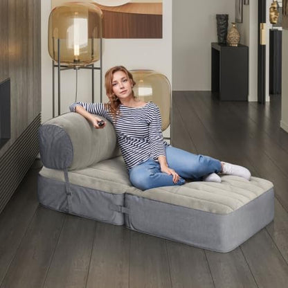 FlexiLounge 30" Convertible Sofa Bed,Boneless Loveseat Folding Sofa Bed,Multi Mode Futon Sofa Bed,Washable Linen Floor Couch Portable Sleeper Chair for Small Space Bedroom Dorm Apartment