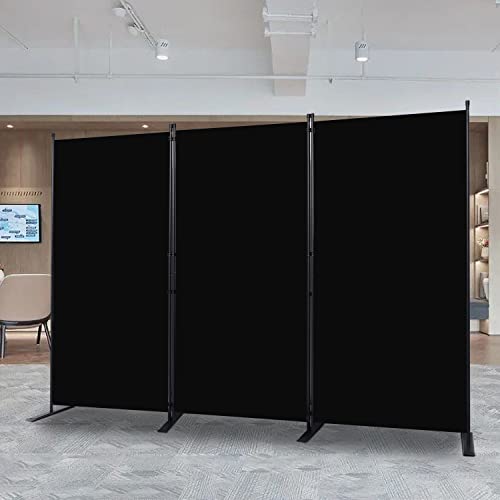 Room Divider, 3 Panel Folding Privacy Screens with Wider Feet, Black | 102" W X 71" H Room Divider Panel, Stable Frame Structure, Flexible Space Separator, Portable wall divider for Room Partition - color: Black, size: 34"- 3 Panel
